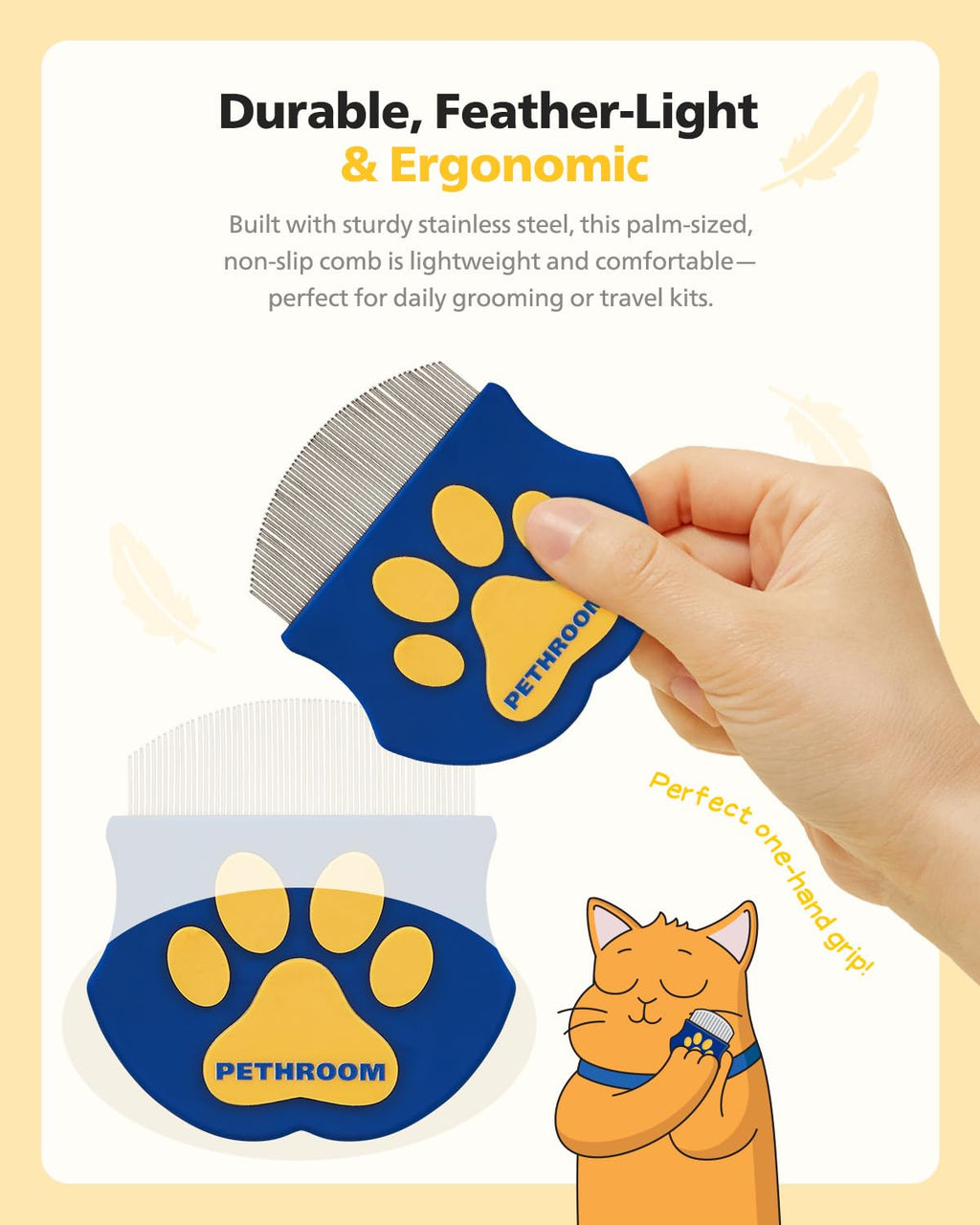 PETHROOM Professional Eye Comb for Pets, Stainless Steel Tear Stain Remover