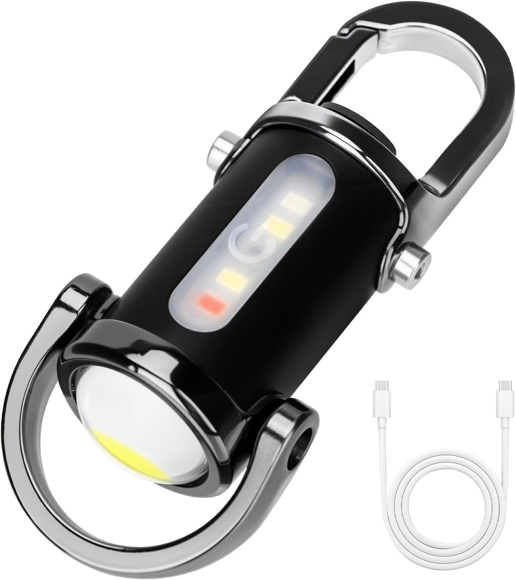 1200LM Super Bright Mini Led Flashlights USB Rechargeable Small Waterproof Keychain Flashlight Rescue, Camping-Black