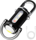 1200LM Super Bright Mini Led Flashlights USB Rechargeable Small Waterproof Keychain Flashlight Rescue, Camping-Black