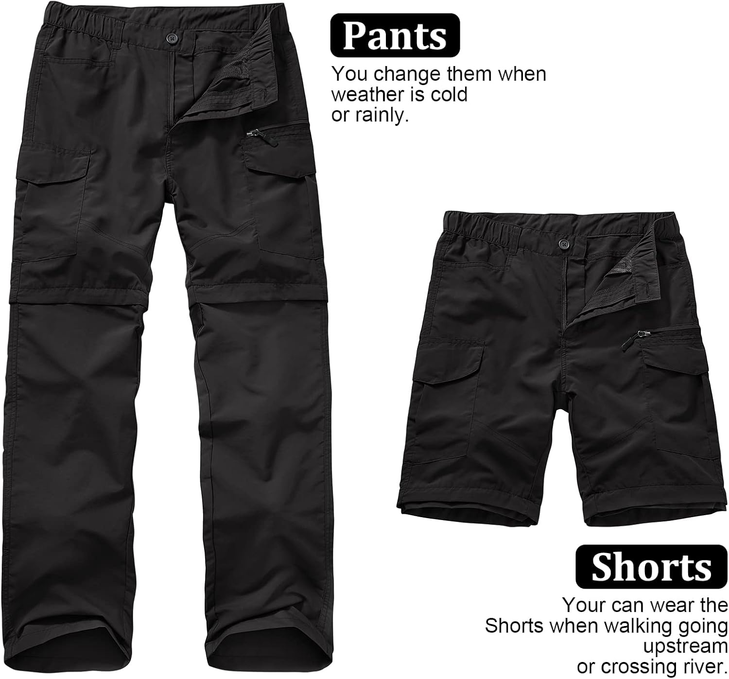 linlon Boy Scout Pants Hiking Mens Convertible Zip Off Safari Fishing