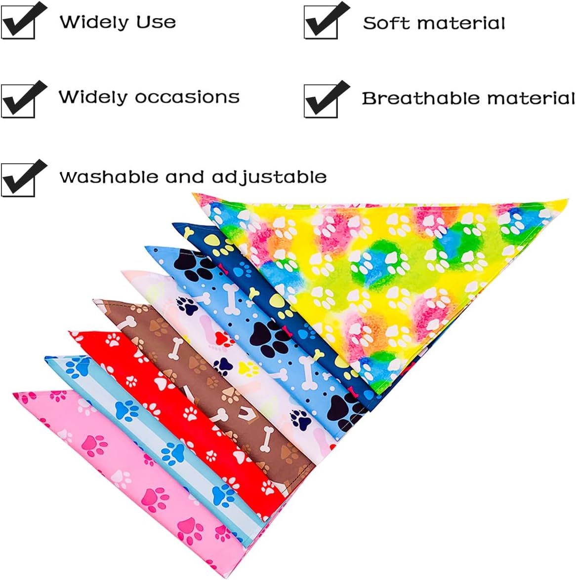 PET SHOW 50 Pack Paw Print Dog Bandanas Bulk for Medium Dogs