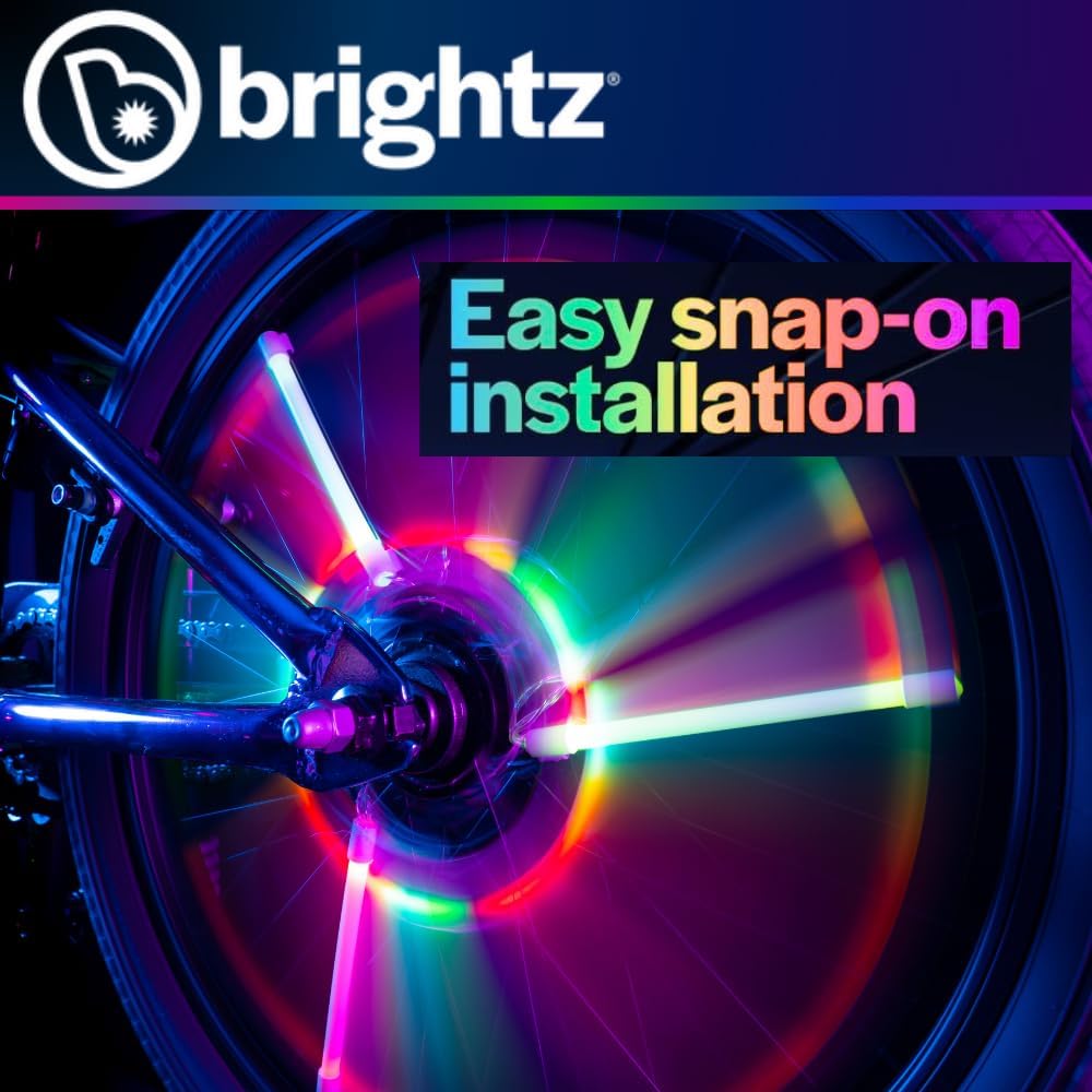Brightz SpinBrightz LED Bike Spoke Lights, 2-Pack - Bike Wheel Lights for Kids & Adults - Clip-On Bicycle Spoke Light - Weather Resistant - Batteries Included