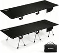 Height Adjustable Camping Cot, 350lbs Heavy-Duty Aluminum Frame, Black