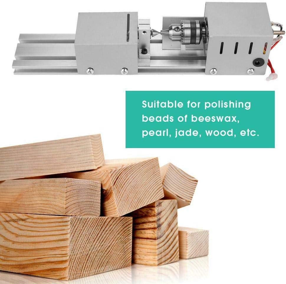Mini Lathe Wood Lathe Machine Diy Machining for Table Woodworking Wood DIY Tool Lathe Grinding Wood , 2.76 x 6.3inch, 12-24V 96W，7 Speeds