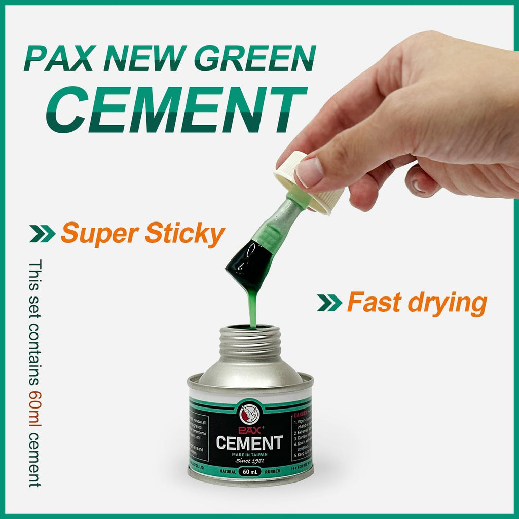 PAX 30 Pcs 32mm Round Universal Tire Patch Kit for Inner Tubes, with 60ml Green Rubber Cement, Tube Patch Kit for Bike, Motorcycle & Inflatable Tires (Not Plug, Not Sealant)