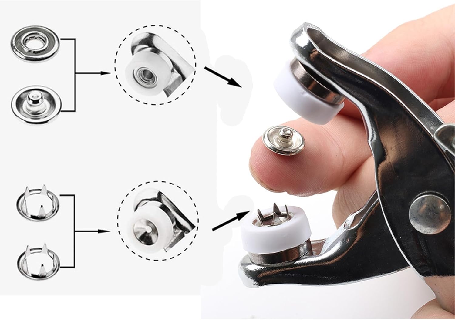 GTAAOY 9.5 mm Metal Snaps Buttons with Snap Pliers, 100 Set