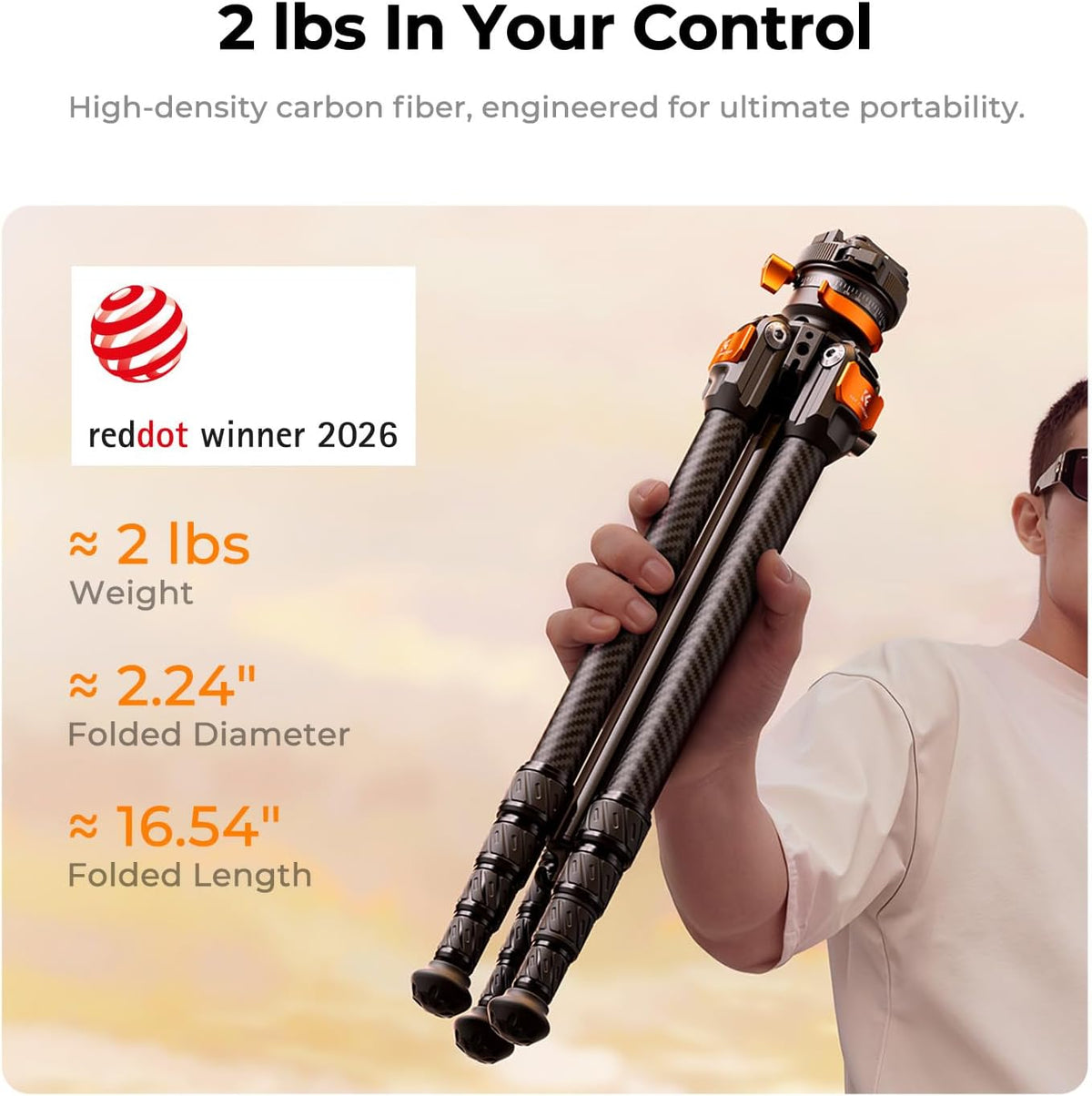 K&F CONCEPT 60" Carbon Fiber Travel Tripod for Camera