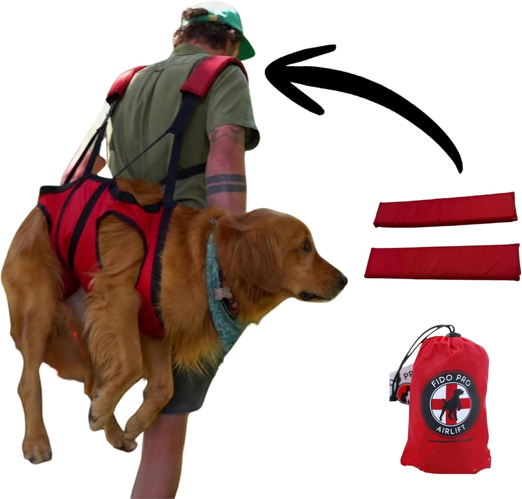 Fido Pro Airlift Original V2 Dog Carrier Sling | Light-Weight Dog Sling Now More Comfortable | for Injured, Sick, or Old Dogs | New Improved Shoulder Padding Now Included | Large (45–70 lbs)