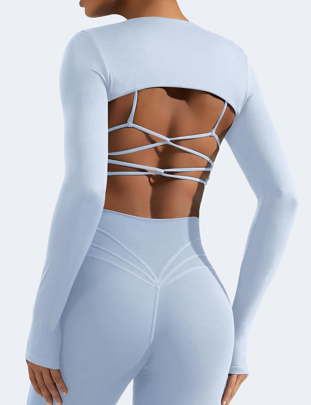 YEOREO Women Crop Top Long Sleeve Bolero Open Front Workout Cropped Shirts Sports Shrug