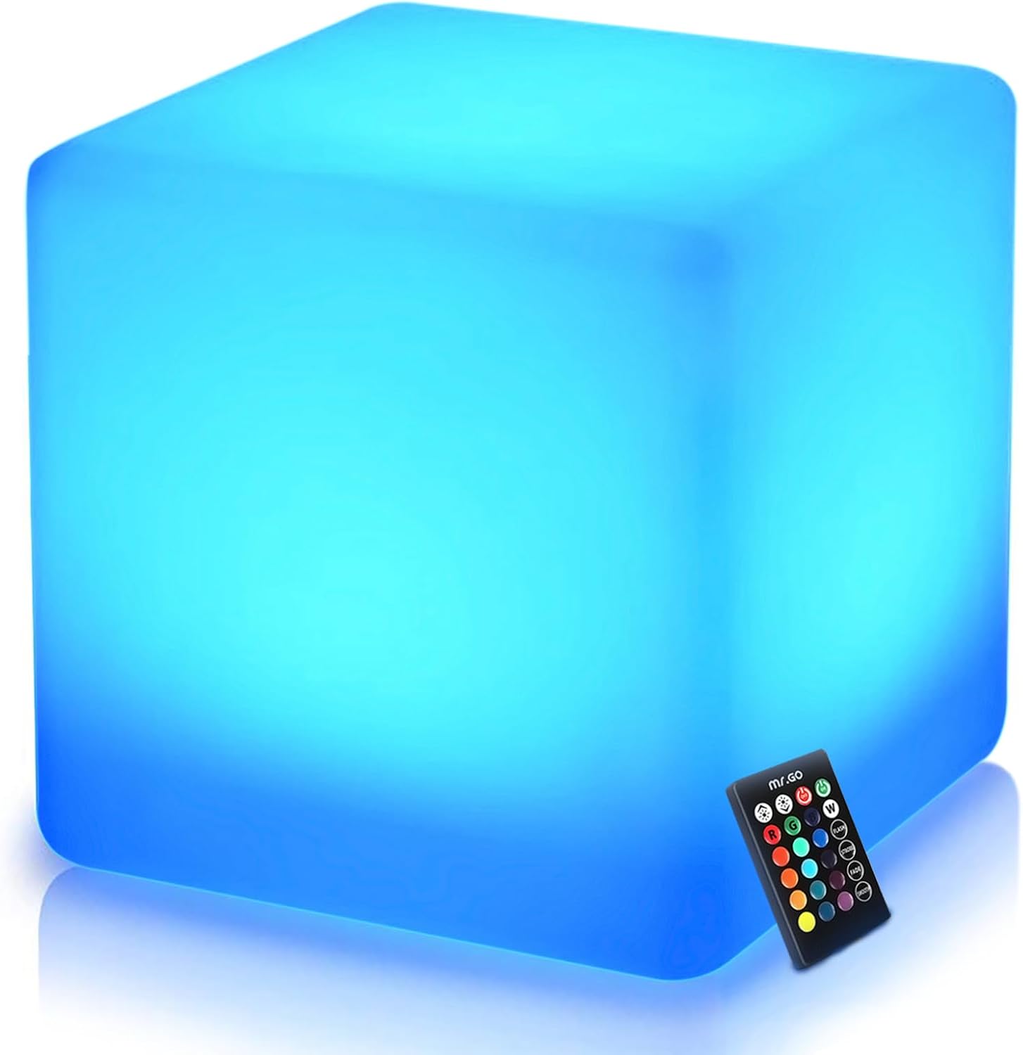 Mr.Go 10-inch Rechargeable LED Cube Light w/Remote, 16 RGB Colors 4 Modes