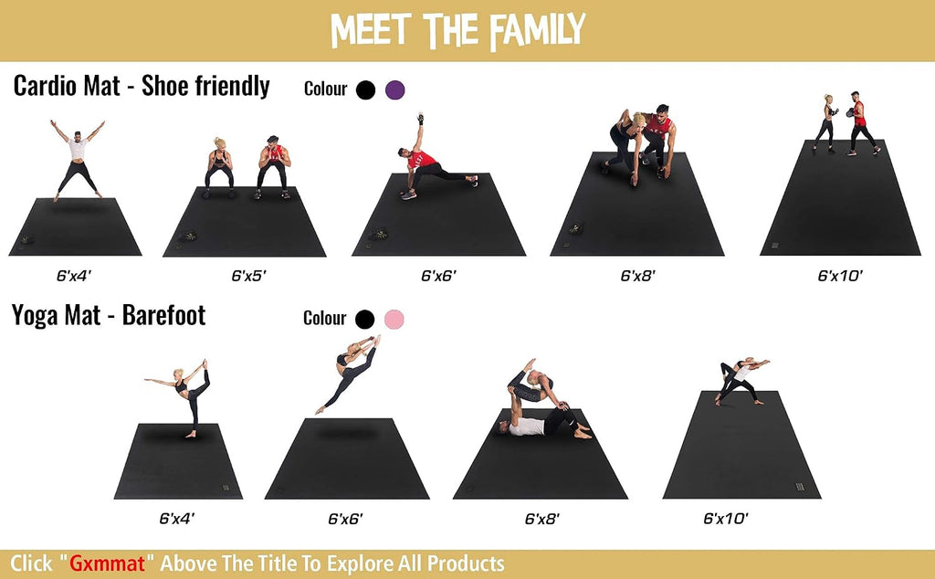 GXMMAT Extra Large Exercise Mat 16'x6'/12'x6'/10'x6'/8'x6'(7mm)