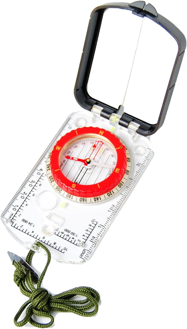 Orienteering Map Compass with Sighting Mirror, Adjustable Declination Clinometer, Night Glowing Dial, Survival Surveying Drawing map Ruler, Professional Field Compass for Map Reading