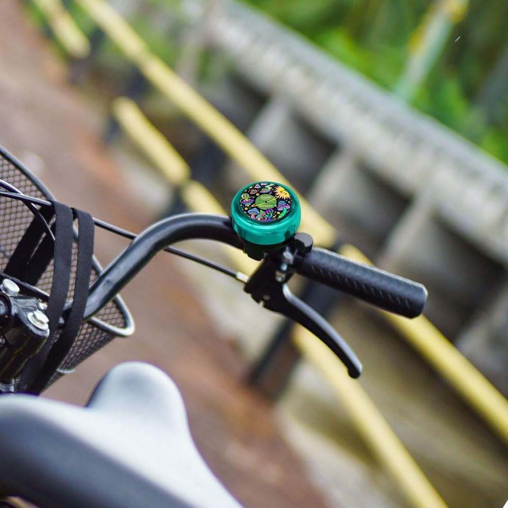 WIRESTER Green Aluminum Round Bike Bell, Classic Ring Bicycle Bell, Bike Accessories Bell Ring for Adults Kids Girls Boys