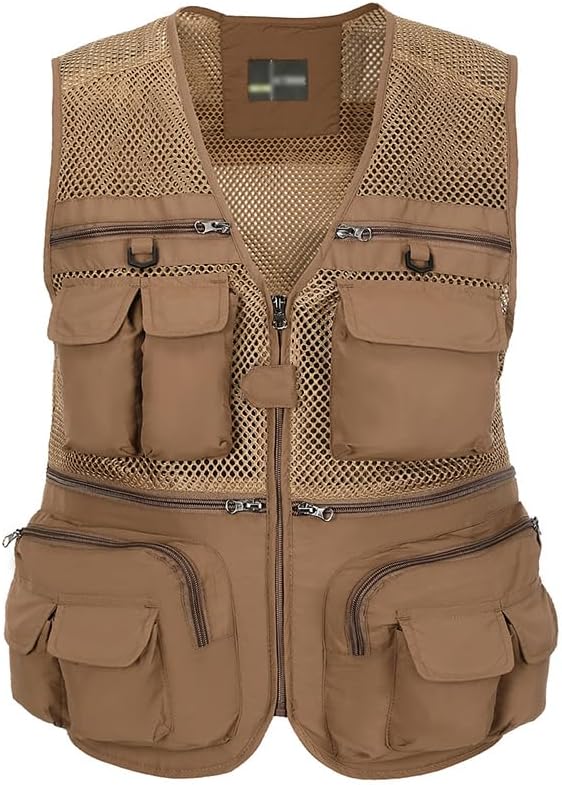 Hbufnha Outdoor Fishing Hunting Vest Multi Pockets Work Cargo Jacket
