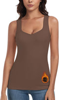 WOWENY Thermal Fleece Tank Top for Women V Neck Sleeveless Shirts Camisole Warm Base Layer Cami Vest Underwear Tops