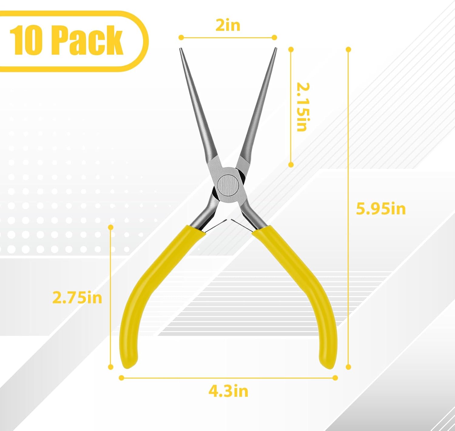 10 Pcs Mini Needle Nose Plier Bulk Jewelry 6 '', Yellow