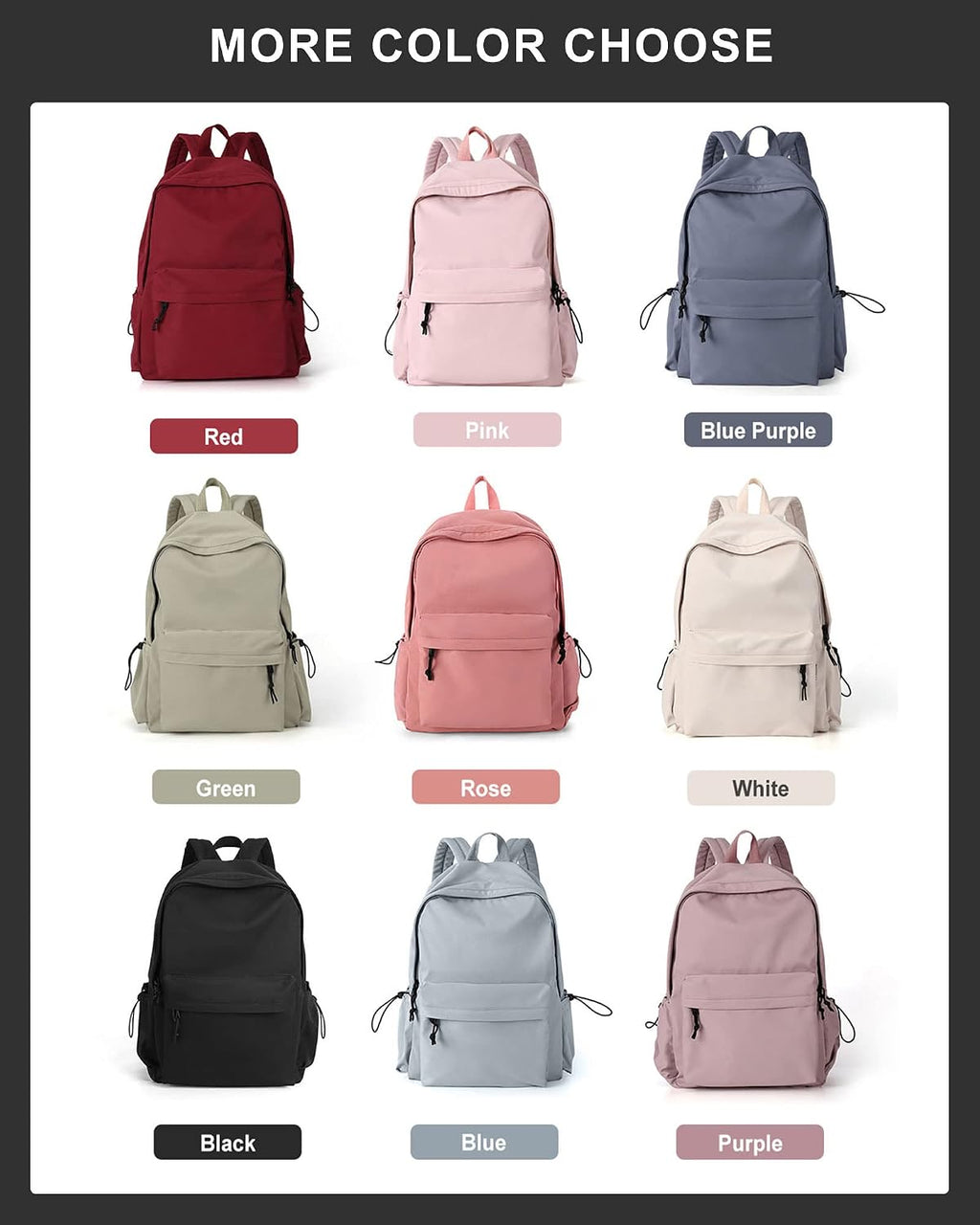 Black School Backpack for Women Men, Middle High School Bag for Girls Boys