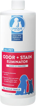 Unique Pet Odor and Stain Eliminator Liquid Concentrate - Makes Over 2.5 Gallons - Eliminates Pet Odors and Stains (32 oz)