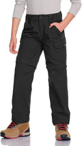 CQR Kids Youth Hiking Cargo Pants, UPF 50+ Quick Dry Convertible Zip Off Pants, Outdoor Camping Pants