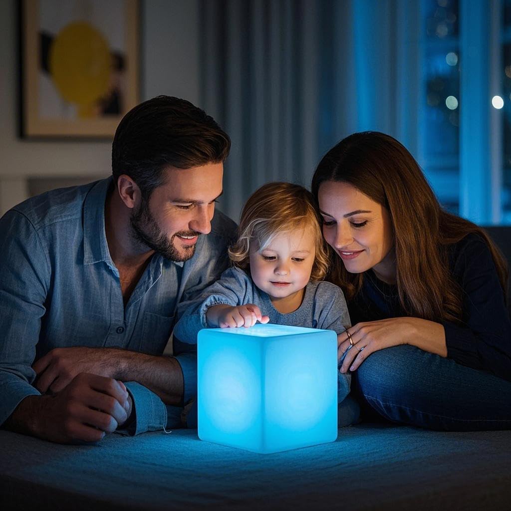 Mr.Go Rechargeable LED Color-Changing Light Cube 8-inch, Soothing Mood Lamp
