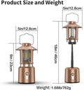 Rechargeable Camping Lantern, 8000mAh Telescopic Camping Light - 3 Light Modes, Adjustable Brightness & Height, Up to 80hrs Lasting - Vintage Lantern for Camping & Hiking (Copper)