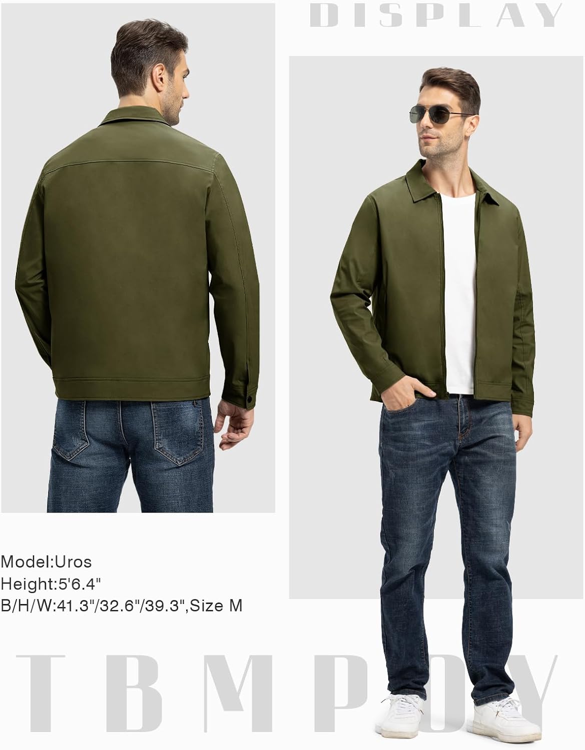 TBMPOY Mens Lightweight Jackets Light Windbreaker Full Zip Casual Work Jacket Golf Business Fall Track Coat with Pockets