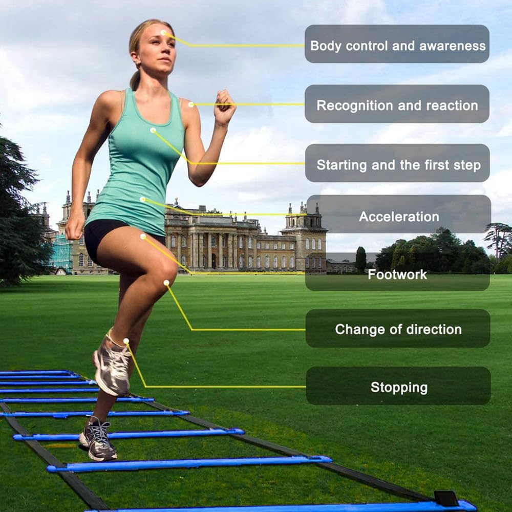 Adjustable Speed Training Hurdles Fitness & Speed Training Equipment with Agility Ladder - Plyometric Fitness & Speed Training – Hurdle/Obstacles for Soccer, Football, Track & Field