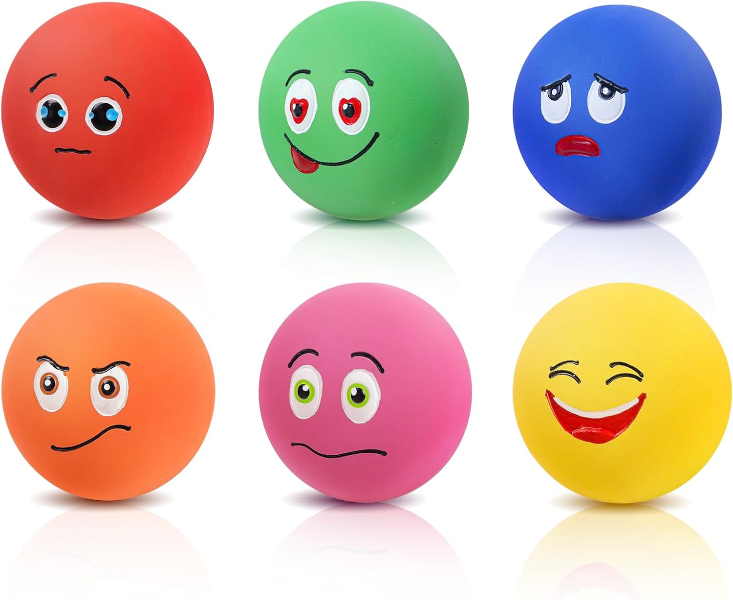 SCHITEC Squeaky Dog Toys, Funny Interactive Puppy Ball Toy, [6 Pack] Latex Rubber Squeak Pet Balls for Puppies Small Breed Dogs