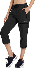 Ksmien Women's Hiking Cargo Capri Pants Quick Dry with Zipper Pockets
