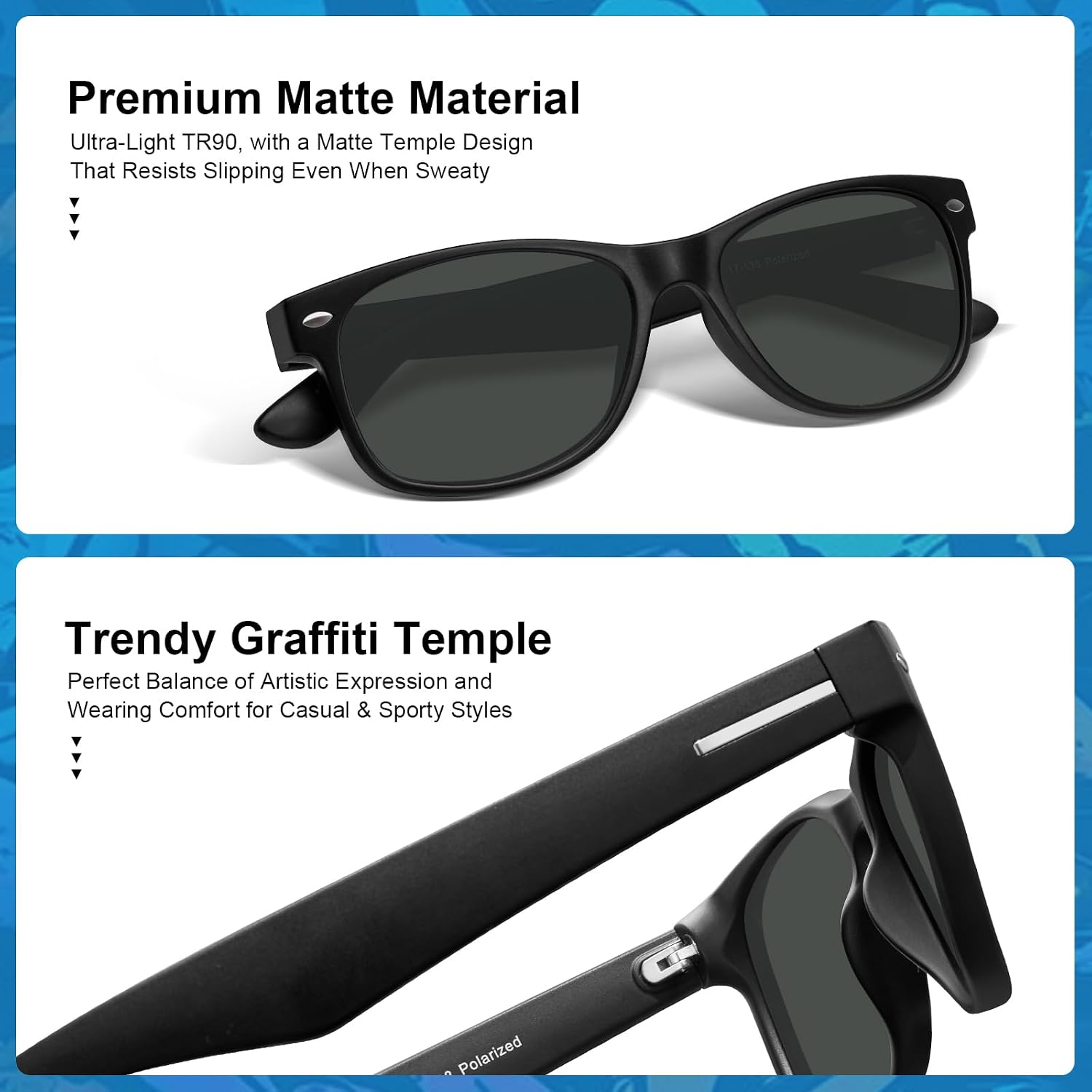 CARFIA Polarized Sunglasses Men Womens UV Protection,TR90 Lightweight Frame Sports Life Style Outdoor Running Sun Glasses