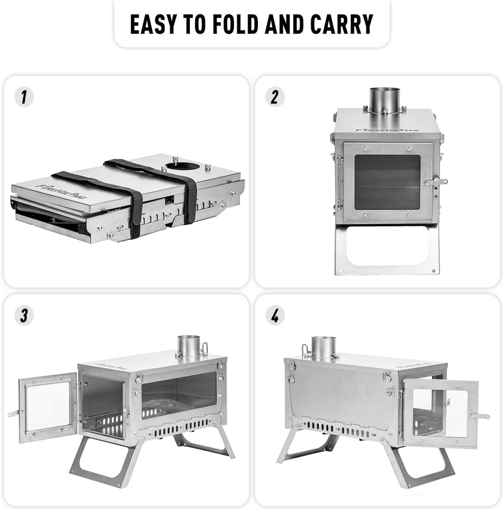 FireHiking Ultralight Wood Stove (2nd Gen) LANK Max Camping Titanium Tent Stove Thickened TA1 Anti-deformation Folding Portable Wood Burning Stove