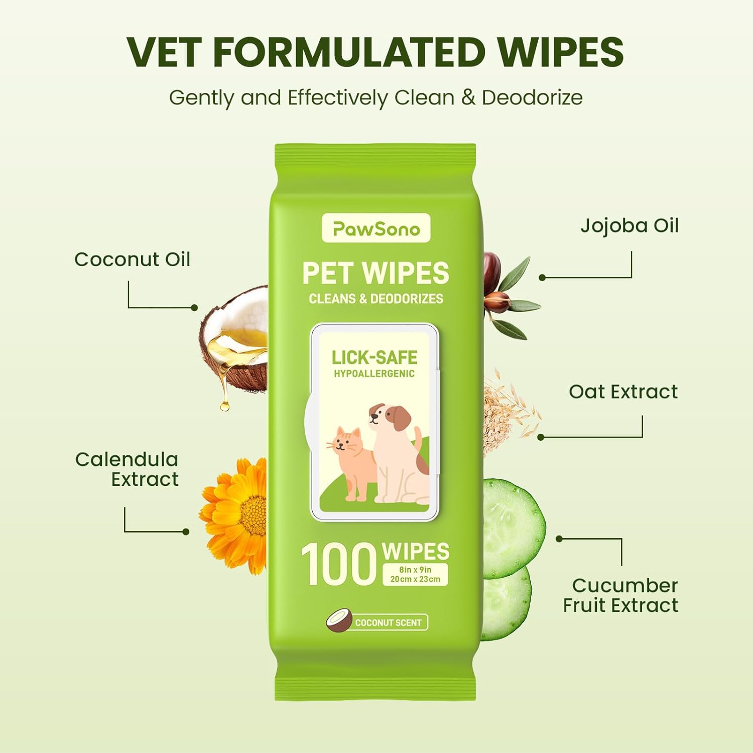 PawSono Hypoallergenic Pet Wipes for Dogs, Cats & Small Animals, 400 Coun
