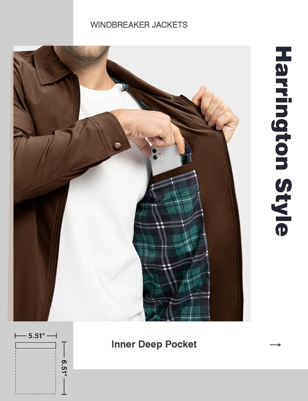 TBMPOY Mens Lightweight Jackets Light Windbreaker Full Zip Casual Work Jacket Golf Business Fall Track Coat with Pockets
