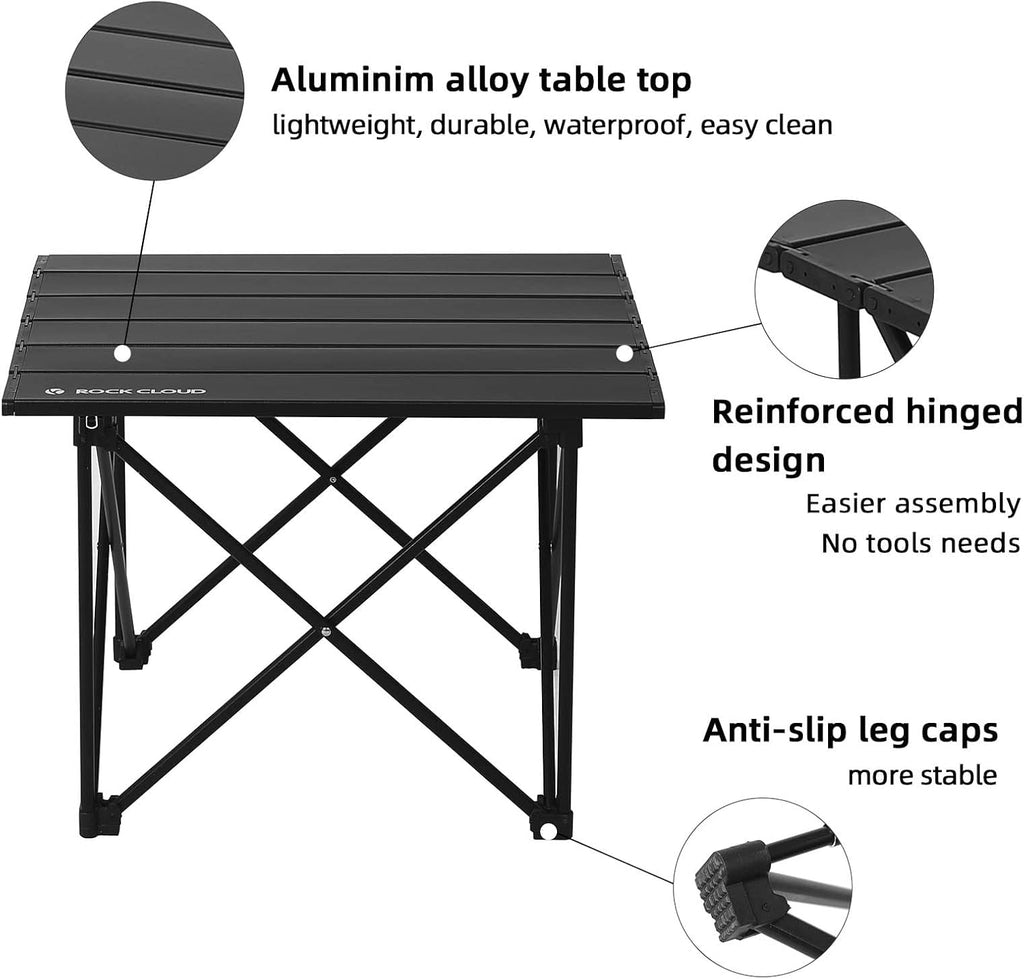 ROCK CLOUD Portable Camping Table Ultralight Aluminum Camp Table Folding Compact Beach Table for Camping Hiking Backpacking Outdoor Picnic