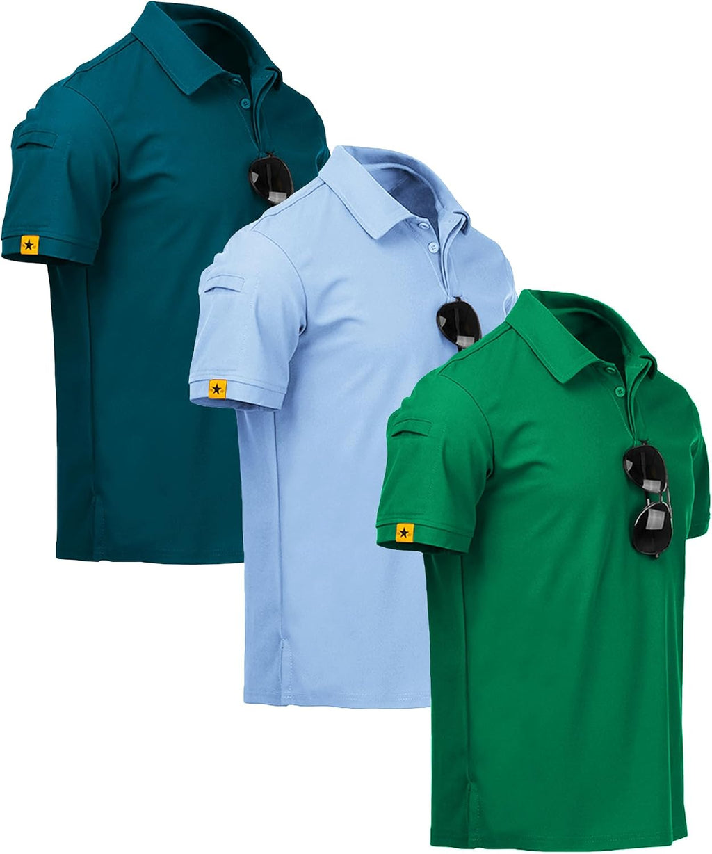 ZITY 3 Pack Mens Golf Polo Shirts Short Sleeve Business Casual T-Shirts