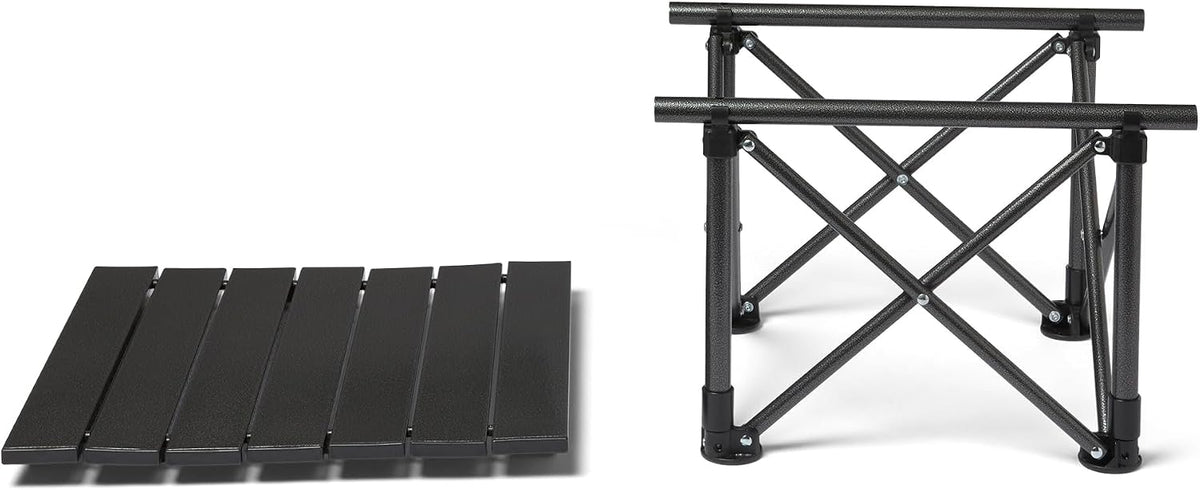 Amazon Basics Folding Camping Table, Made of Alloy Steel and Aluminum, Small, 15.7 x 16.1 x 11 Inches, 4.4 lbs, Black