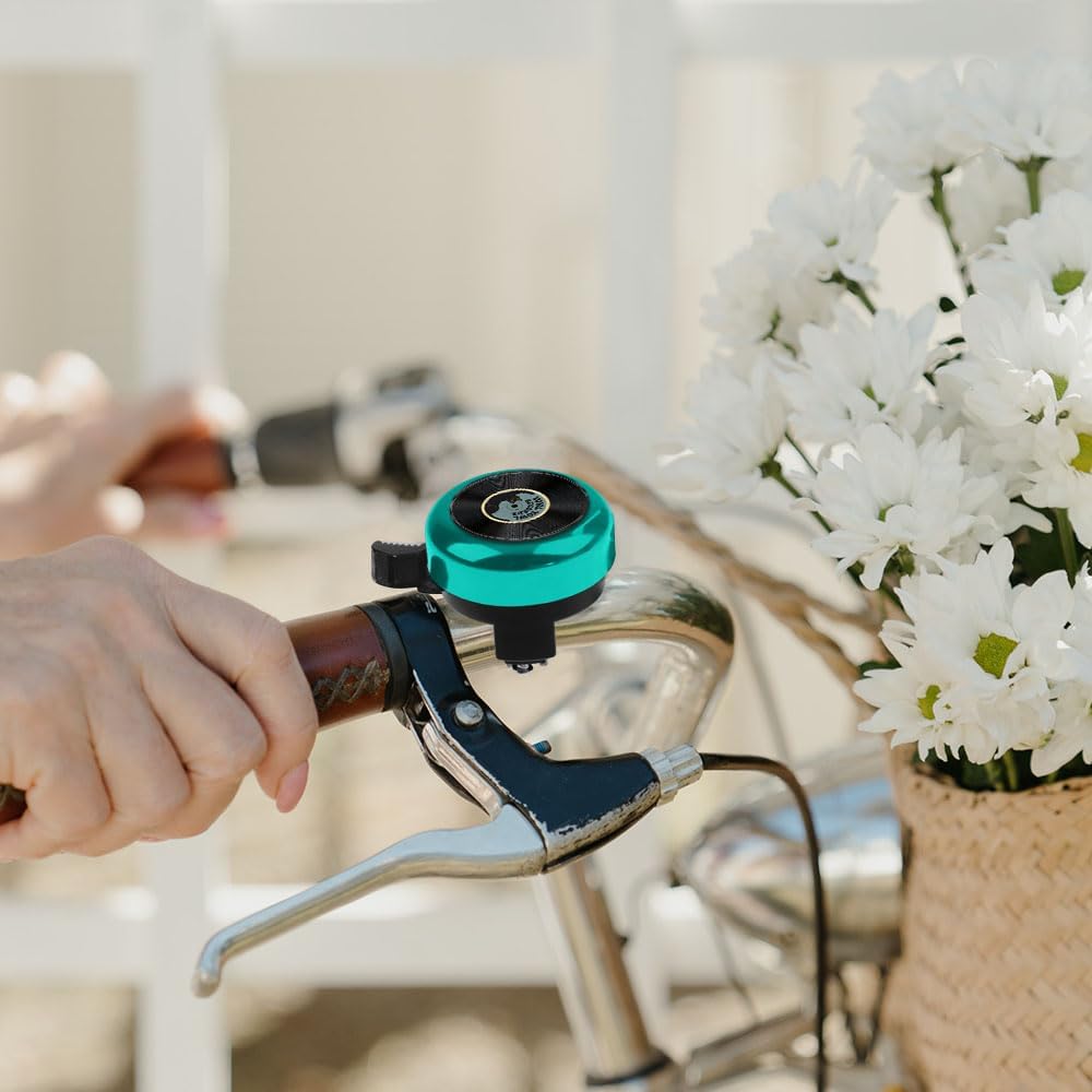 WIRESTER Green Aluminum Round Bike Bell, Classic Ring Bicycle Bell, Bike Accessories Bell Ring for Adults Kids Girls Boys