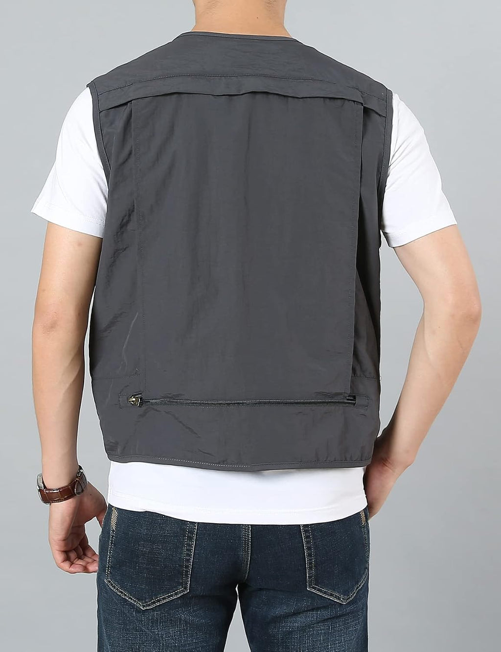 Flygo Men's Utility Cargo Vest Outdoor Fishing Safari Travel Work Photo Vest with Pockets