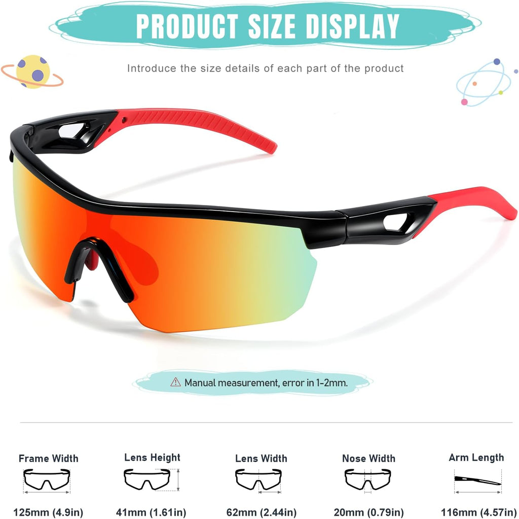 Kids Sunglasses Polarized Baseball Glasses for Boys Girls 3-12