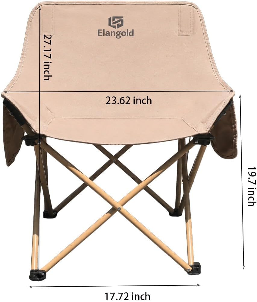 ELangod Folding Camping Chair Set, 2 Pack Portable Outdoor Chairs