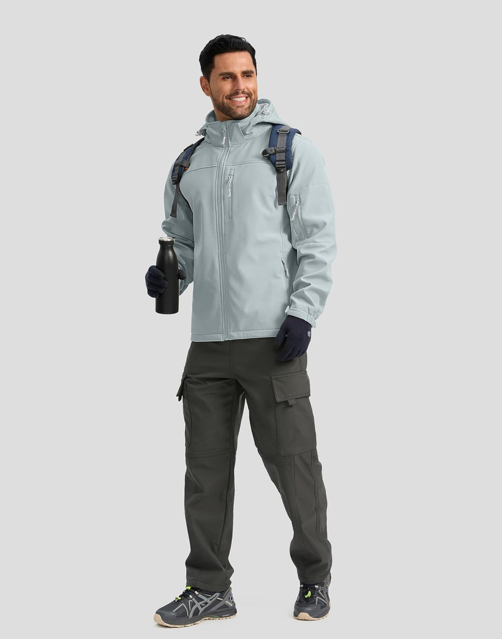 Pudolla Men's Softshell Jacket Hooded Fleece Lined Coats for Outdoor Work