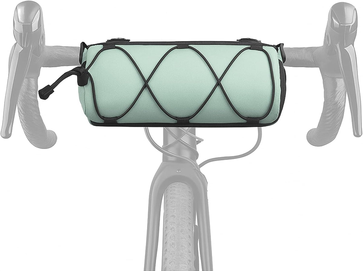 Bike Handlebar Bag for Bicycle, Nylon Cycling Front Bag with Side Pockets and Elastic Cord, Compact Storage Pouch for Commuting, Travel and Daily Riding