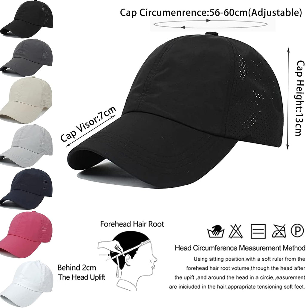 Womens Ponytail Hat Baseball Cap, Adjustable Criss Cross Baseball Cap High Bun Unisex Quick Drying Trucker Hats