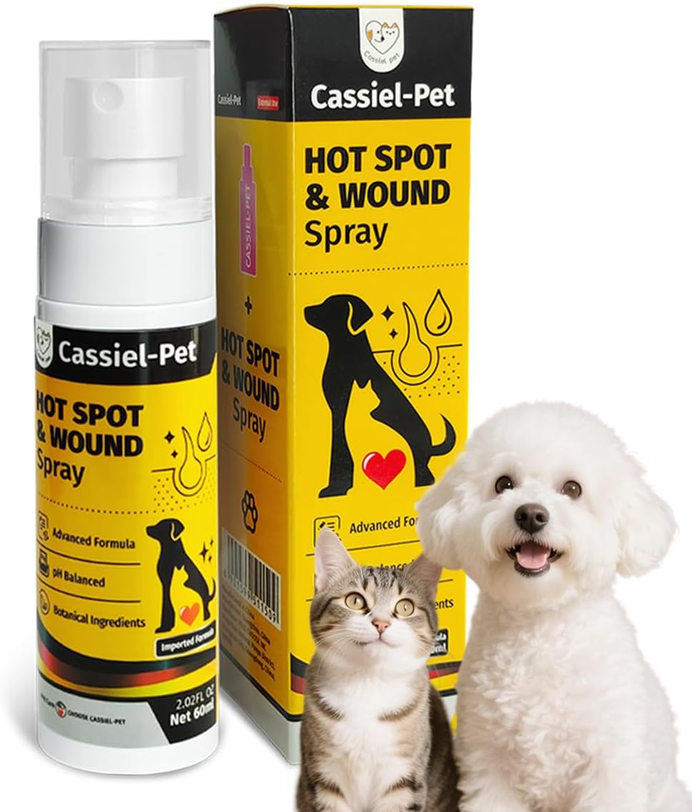 Hot Spot Spray Treatment, Wound Care & Itch Relief Spray for Dogs and Cats, Relives Scratching, Itchy Skin and Paw Licking, for All Animals, 2.02oz