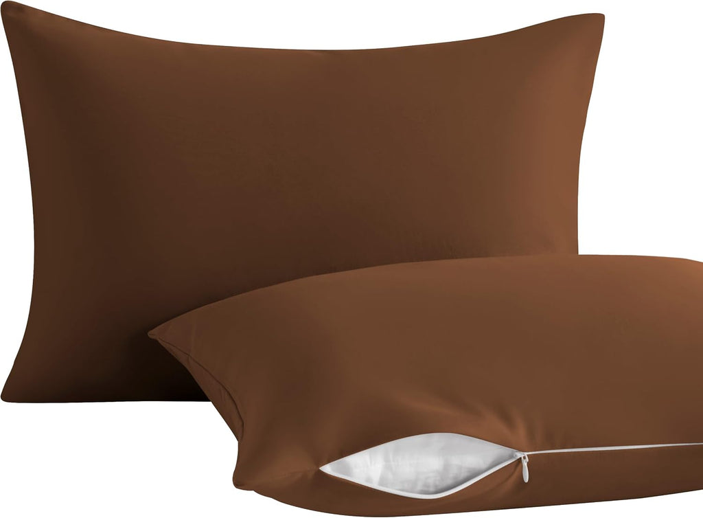 NTBAY Toddler Pillows with Pillowcases Set, 4 Piece 13 x 18, Brown