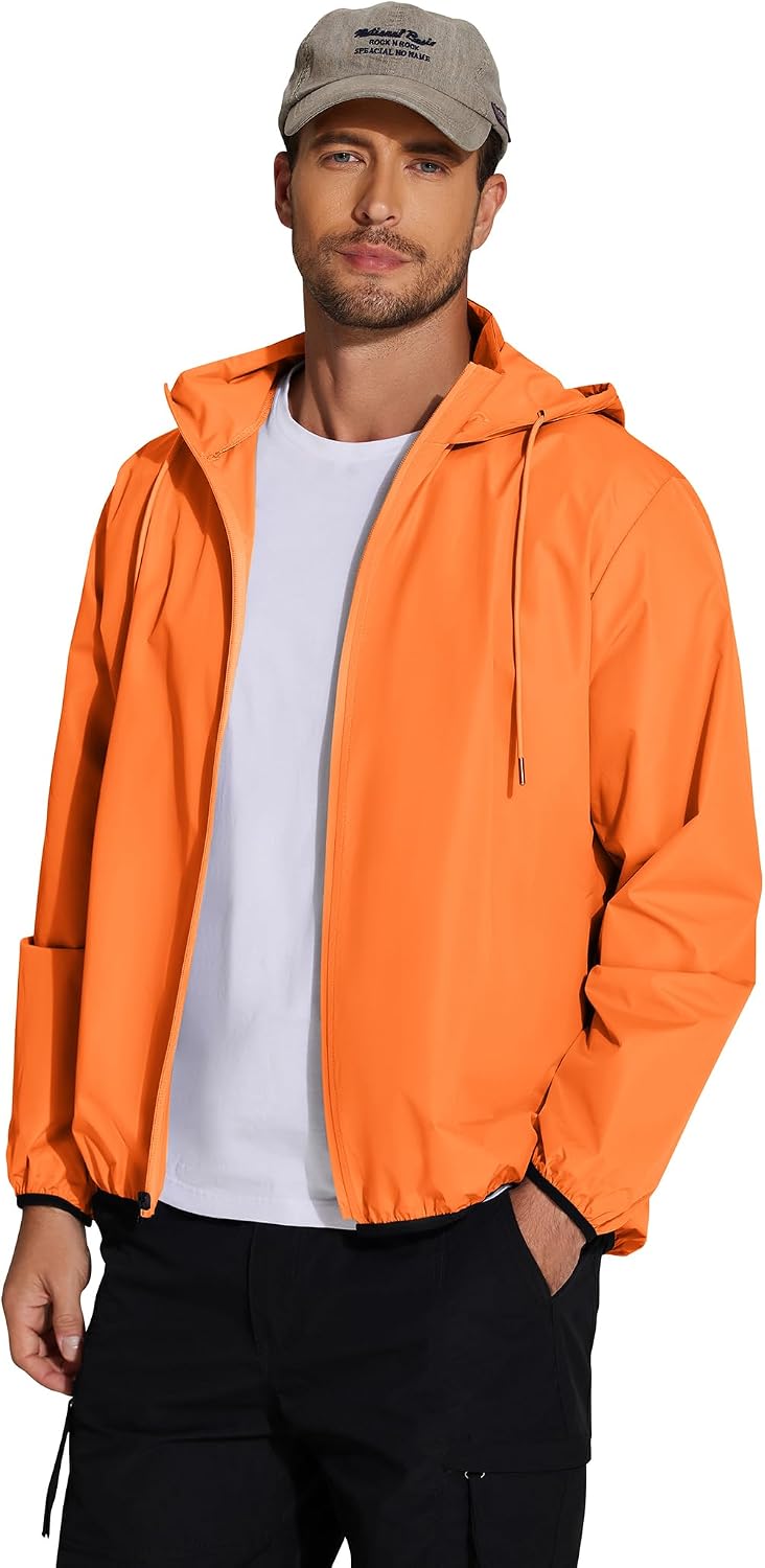 COOFANDY Men's Light Rain Jacket Packable Waterproof Raincoat Windbreaker