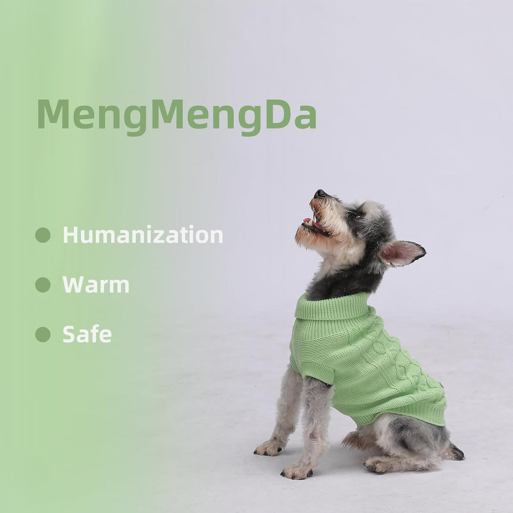 Small Dog Sweaters, Soft Knit Cold Weather Turtleneck Dog Clothes, Lightweight Warm Puppy Sweater for Chihuahua, Dachshund, Shih Tzu, Yorkie (Green, M)