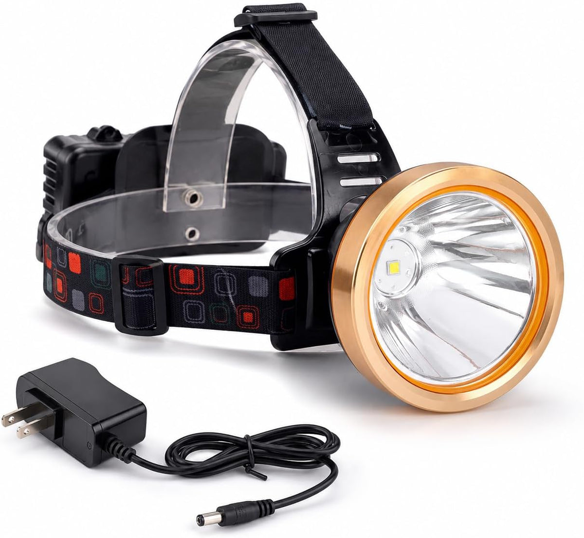 Super Bright Rechargeable Coon Hunting Headlamp, LED Spotlight Head Torch with Power Supply, Waterproof Headlight Flashlight for Outdoor Hunting, Fishing, Hiking, Camping, Night Work