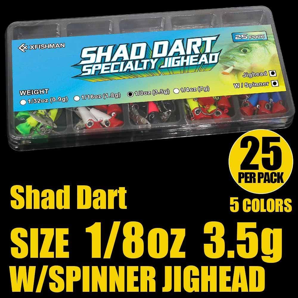 Shad Darts Fishing Lures Dart Head Jig Underspin Bucktail Hair Jigs Head for American Shad Bass Walleye Crappie Panfish 1/16oz 1/8oz 1/32oz 1/4oz 25 Pack