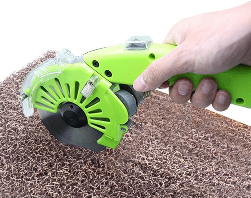 Fabric Rotary Cutter Electric Fabric Scissors, Round Blade Cutting Machine for Multilayer Fabric Leather Cloth Carpet, 5 Speed Adjustable, LED Light, 27mm / 1.1" Cutting Thickness